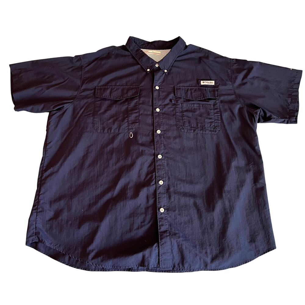 Men's Columbia PFG Long Sleeve Fishing Shirt, Omni-Shade UPF 4X Navy
